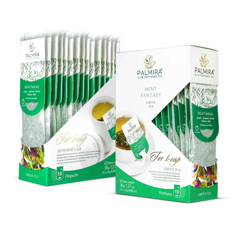 Palmira Mint Fantasy – luksusowa zielona herbata liściasta w saszetkach z miętą do filiżanek