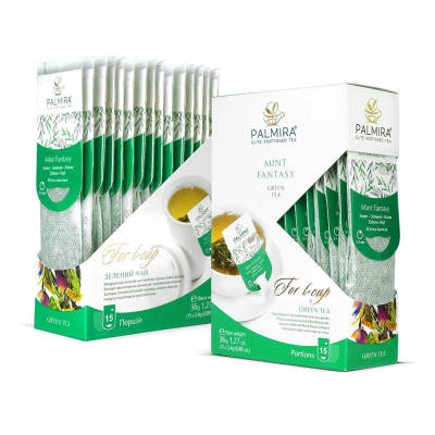 Palmira Mint Fantasy – luksusowa zielona herbata liściasta w saszetkach z miętą do filiżanek