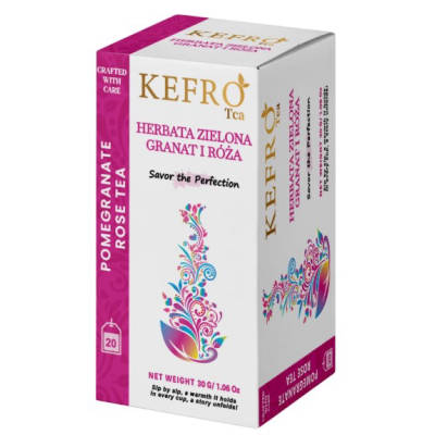 Luksusowa Herbata KEFRO Pomegranate Rose Tea - Herbata Zielona, Granat, Róża